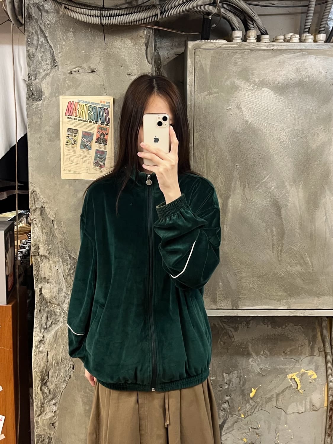 미스치프 벨벳 집업 그린 #csz726 상품이미지2