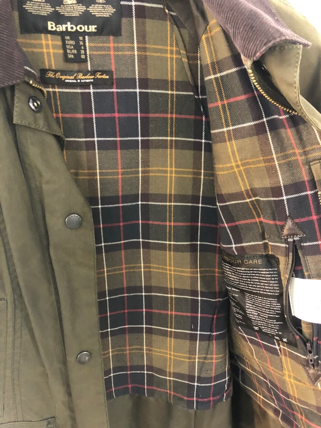 바버 여성 왁스 자켓 UK10 상품이미지5