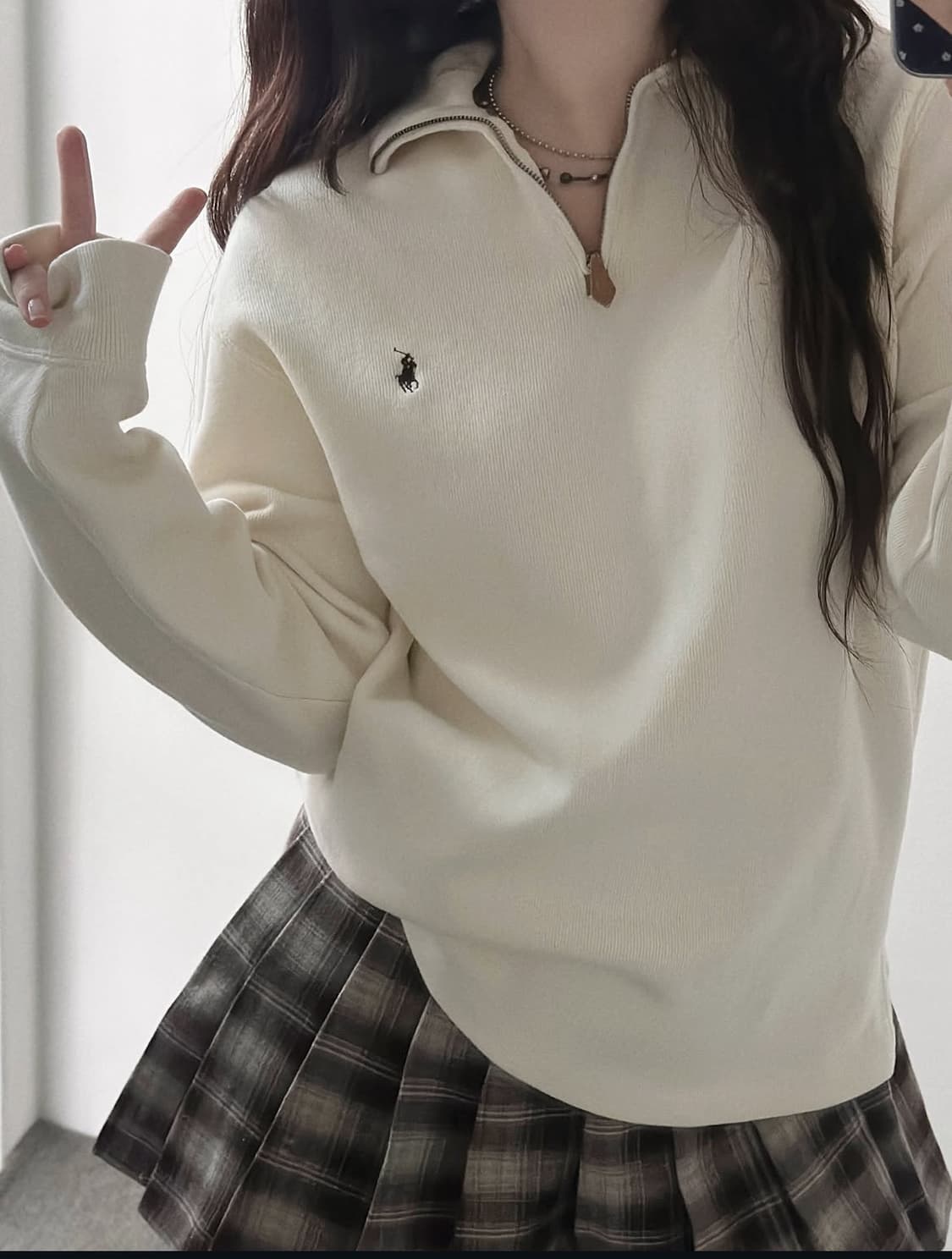Polo 베이지 니트 집업 상품이미지3
