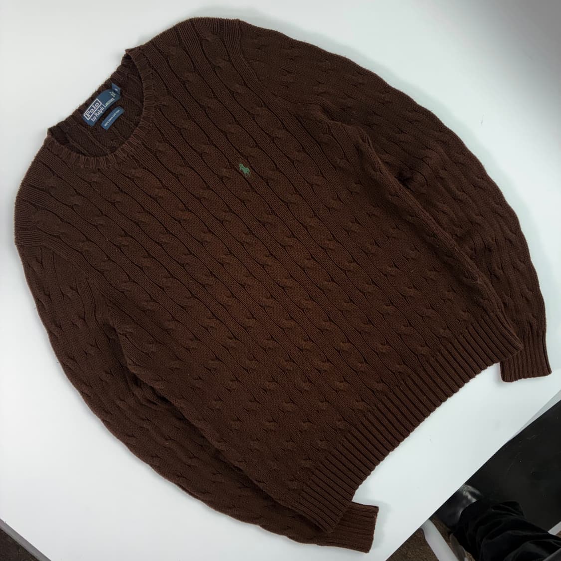 Polo 폴로 랄프로렌 코튼 초코무스 케이블 라운드 니트 상품이미지3