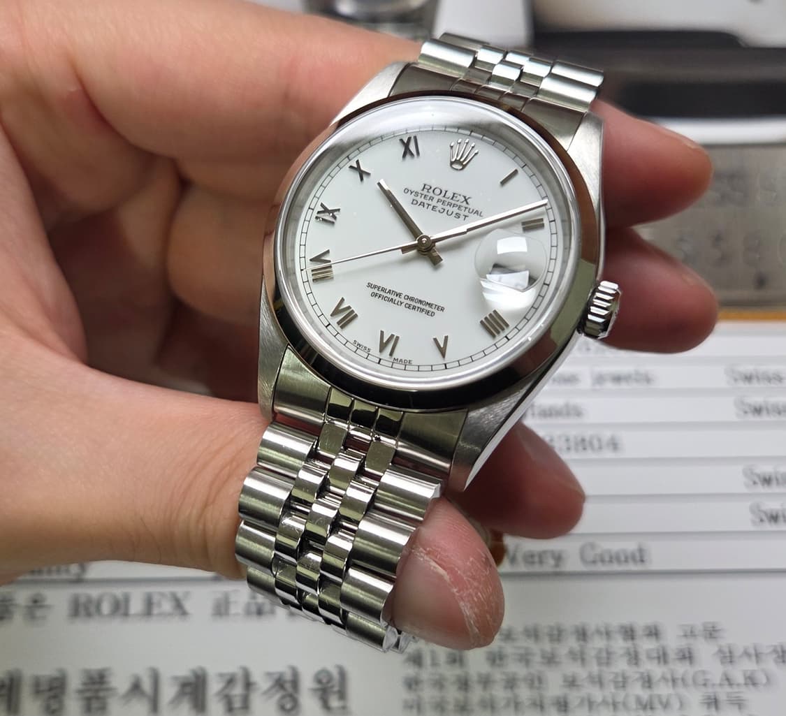 롤렉스 16200 데이저스트 오리지널 화이트로만 쥬빌리줄 (감정서 포함) 상품이미지4