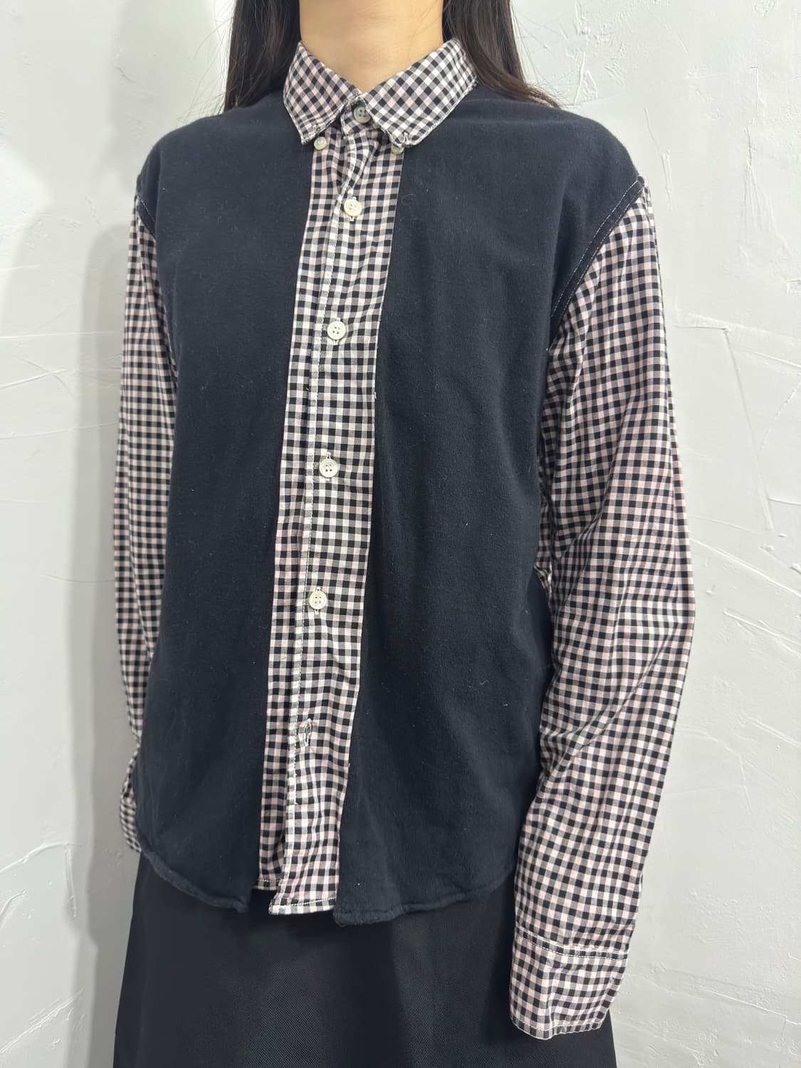 whiz pink check detail shirt 상품이미지2