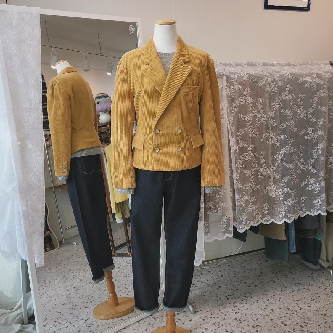 Nicole club 머스터드 코듀로이 자켓 상품이미지2