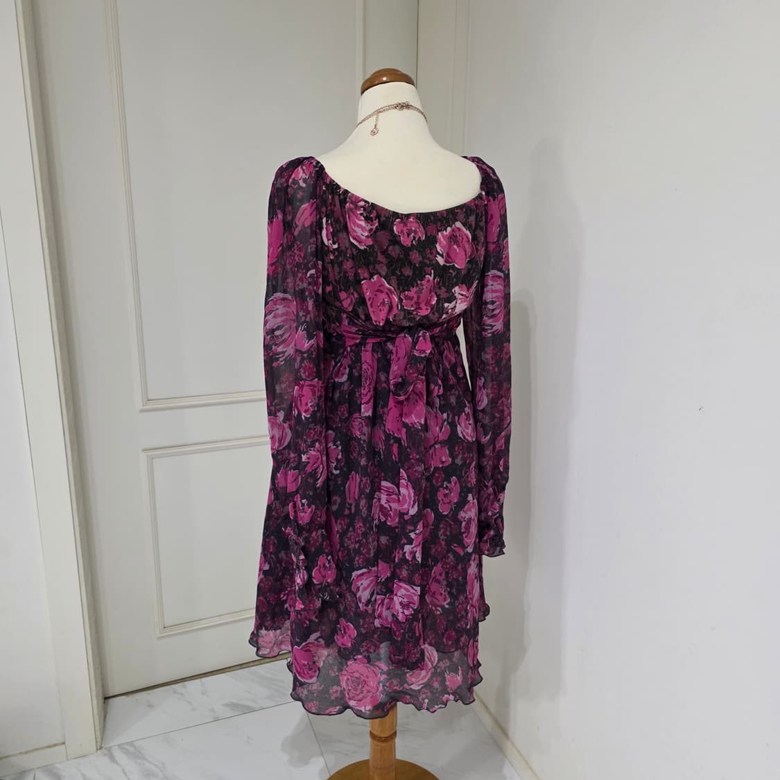 베네통 빈티지 보헤미안 플로럴 스모크밴딩 로맨틱 셔링원피스 상품이미지4