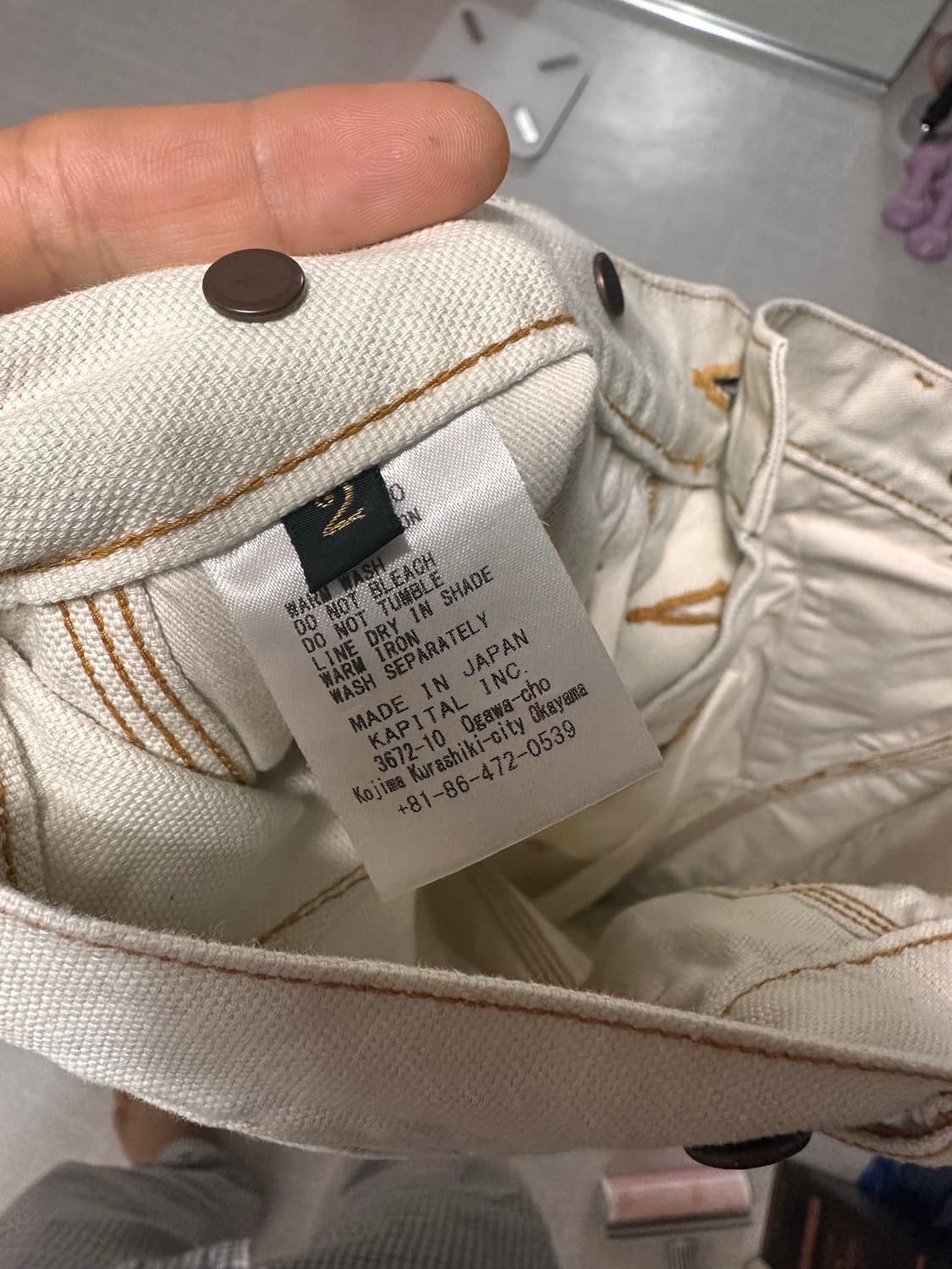 캐피탈 [kapital]씬 캔버스 럼버 더블니 팬츠 키나리 상품이미지5