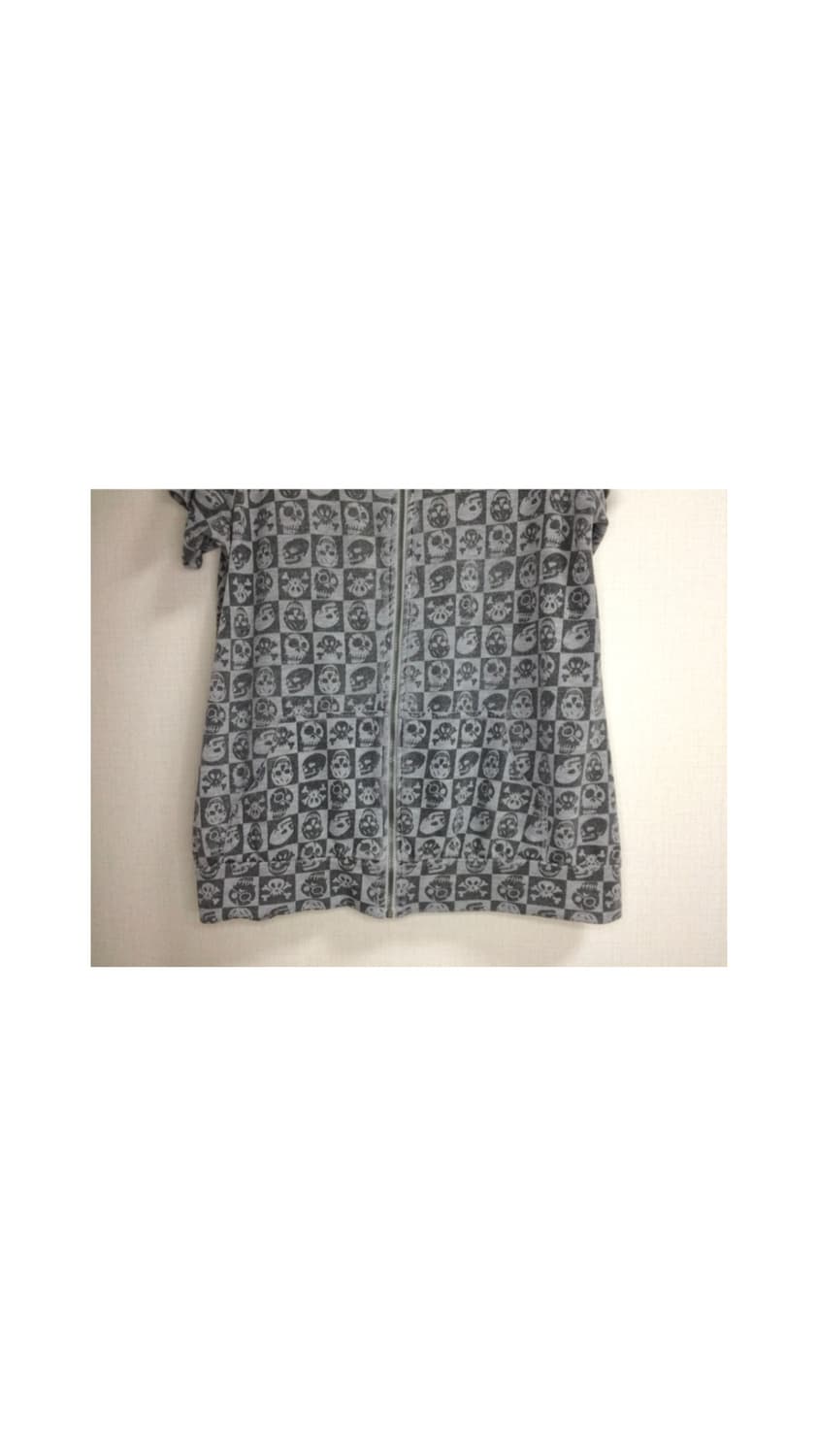 빈티지 스컬 프린팅 반팔 후드집업 상품이미지3