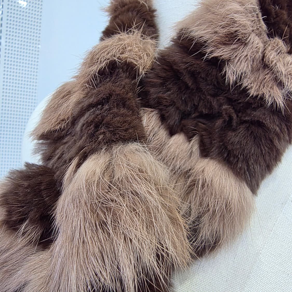 브라운 투톤 배색 렉스 폭스 퍼 머플러 상품이미지4