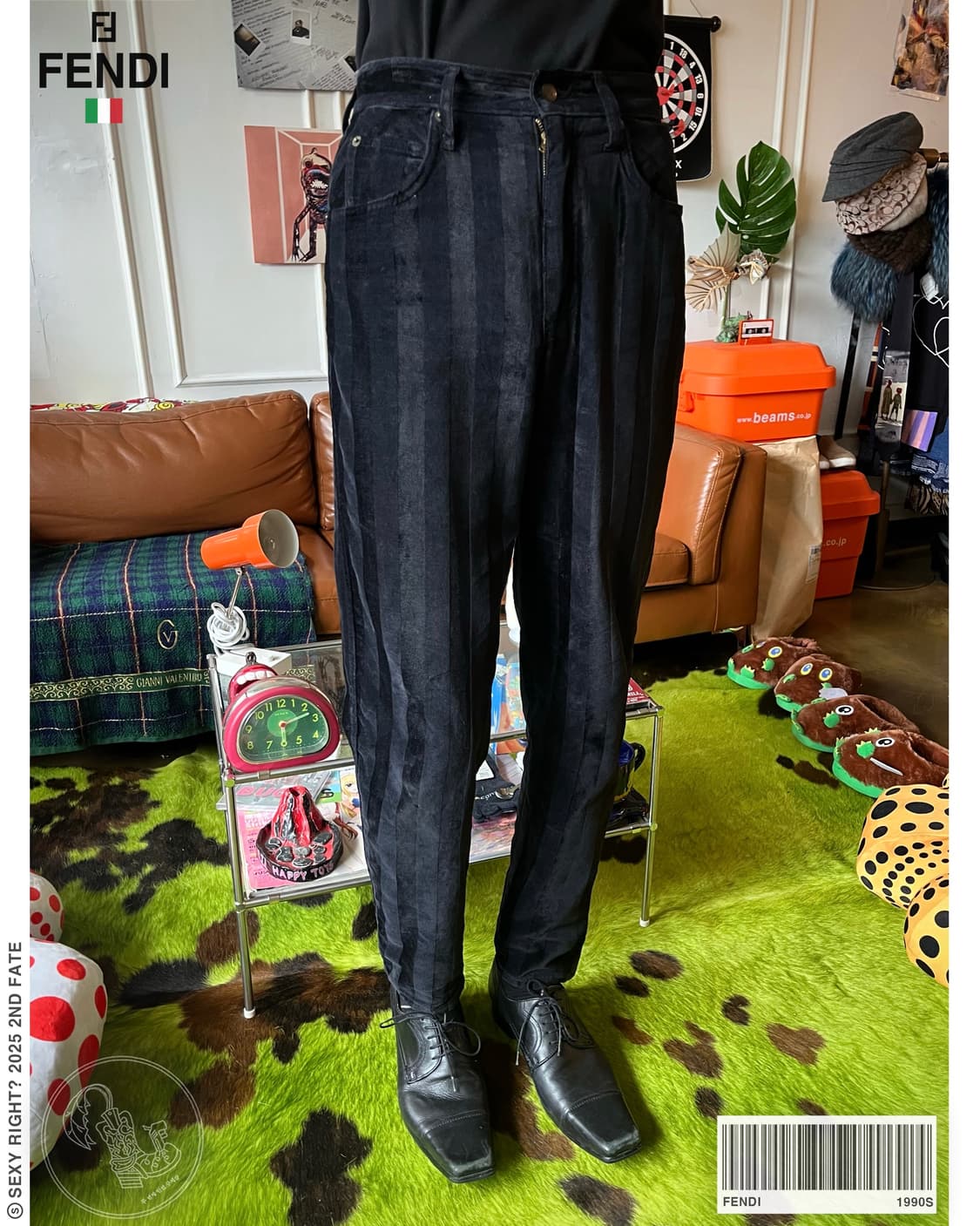 1990s FENDI Old Stripe Velour Trouser 상품이미지1