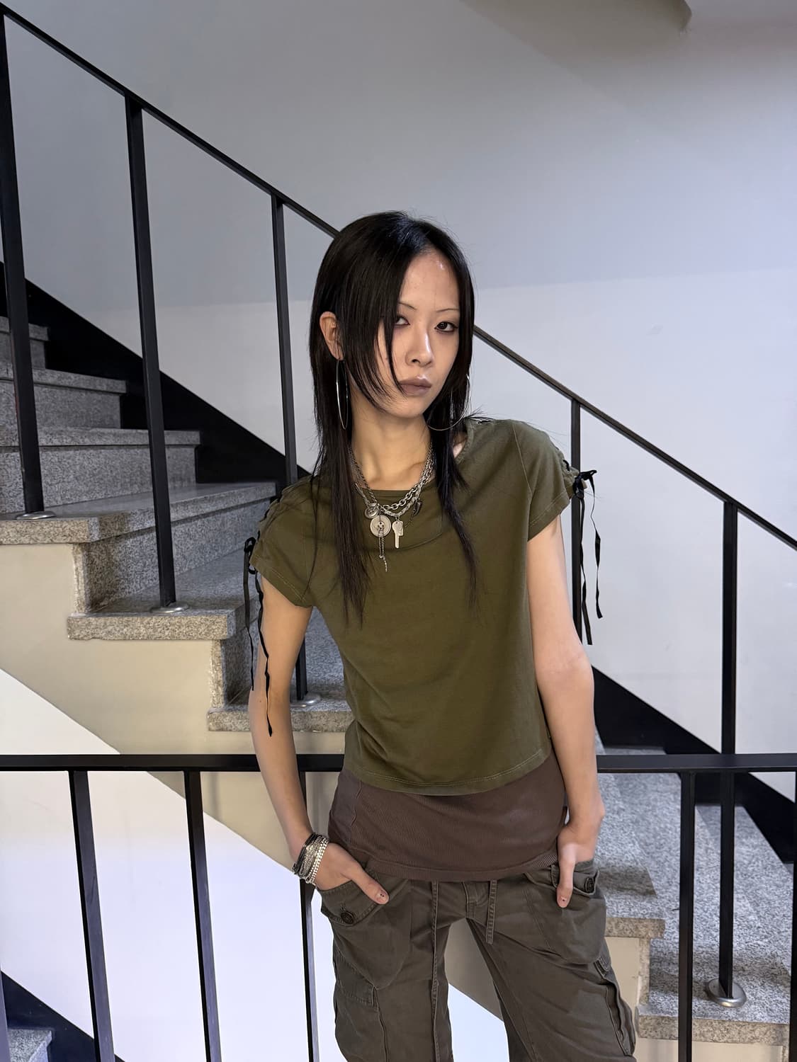 lace up t-shirt 상품이미지2