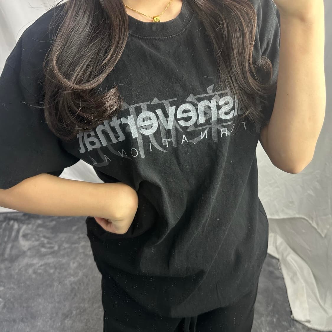 디스이즈네버뎃 빅로고 블랙 데일리 반팔 티셔츠 상품이미지1