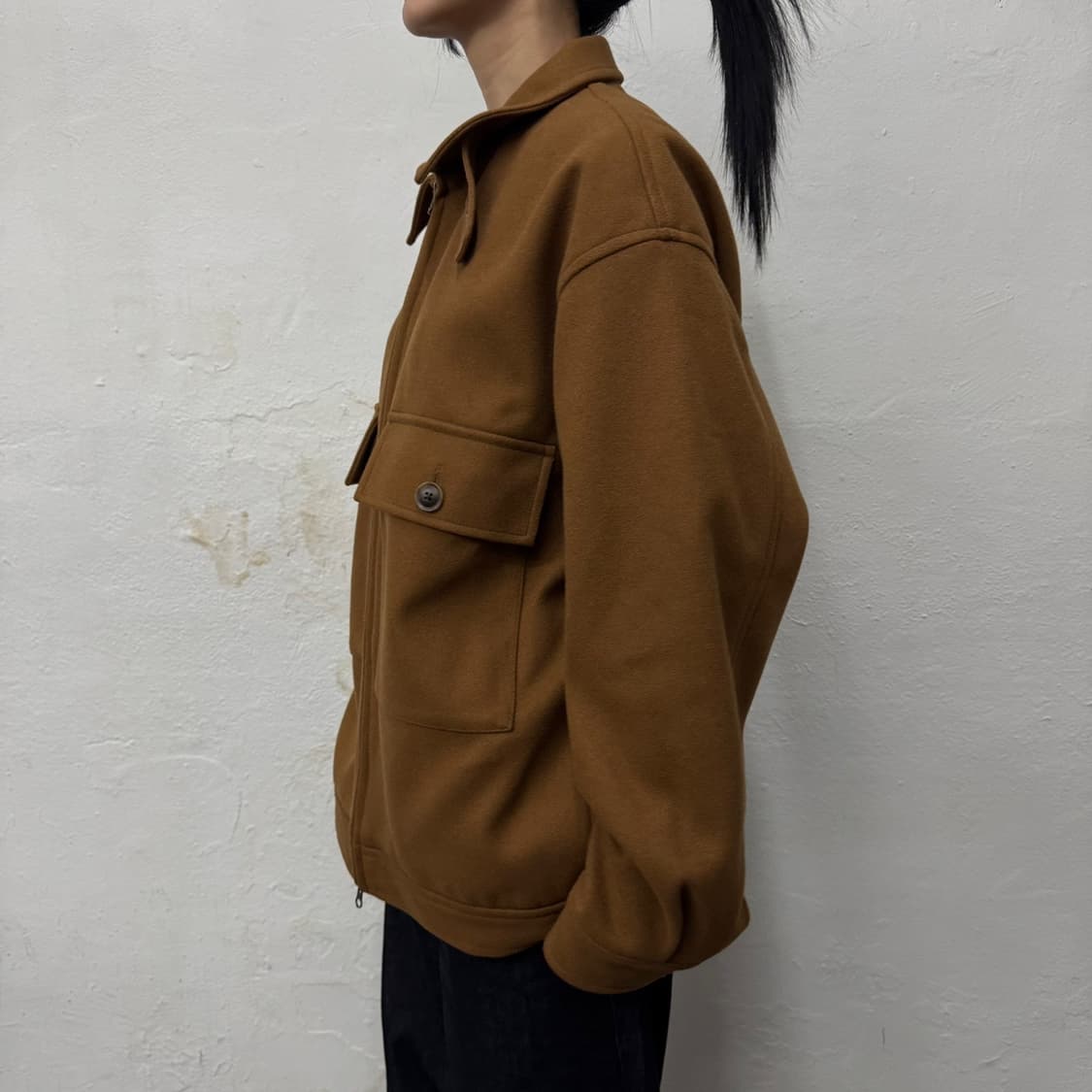 니코앤드(niko and...) 브라운컬러 폴리 혼방 집업 블루종 자켓 상품이미지2