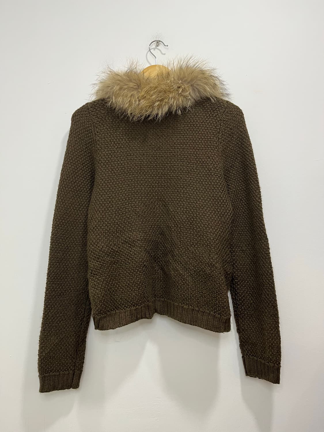 일본 빈티지 모리걸 퍼카라 브라운 하찌 니트 가디건 상품이미지5