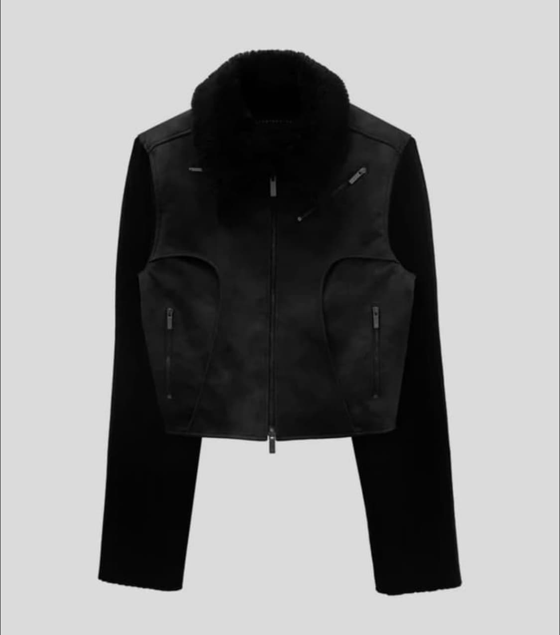 Knit Sleeve Crack Leather 자켓 상품이미지1