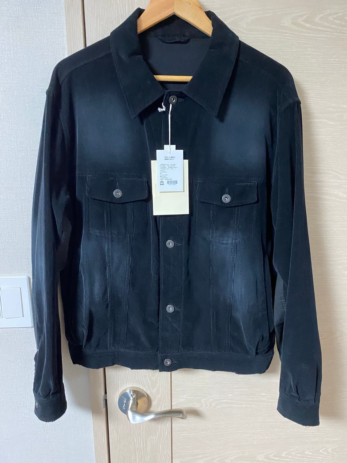 [2] 폴리테루 페이디드 트러커 자켓 코듀로이 블랙 상품이미지1