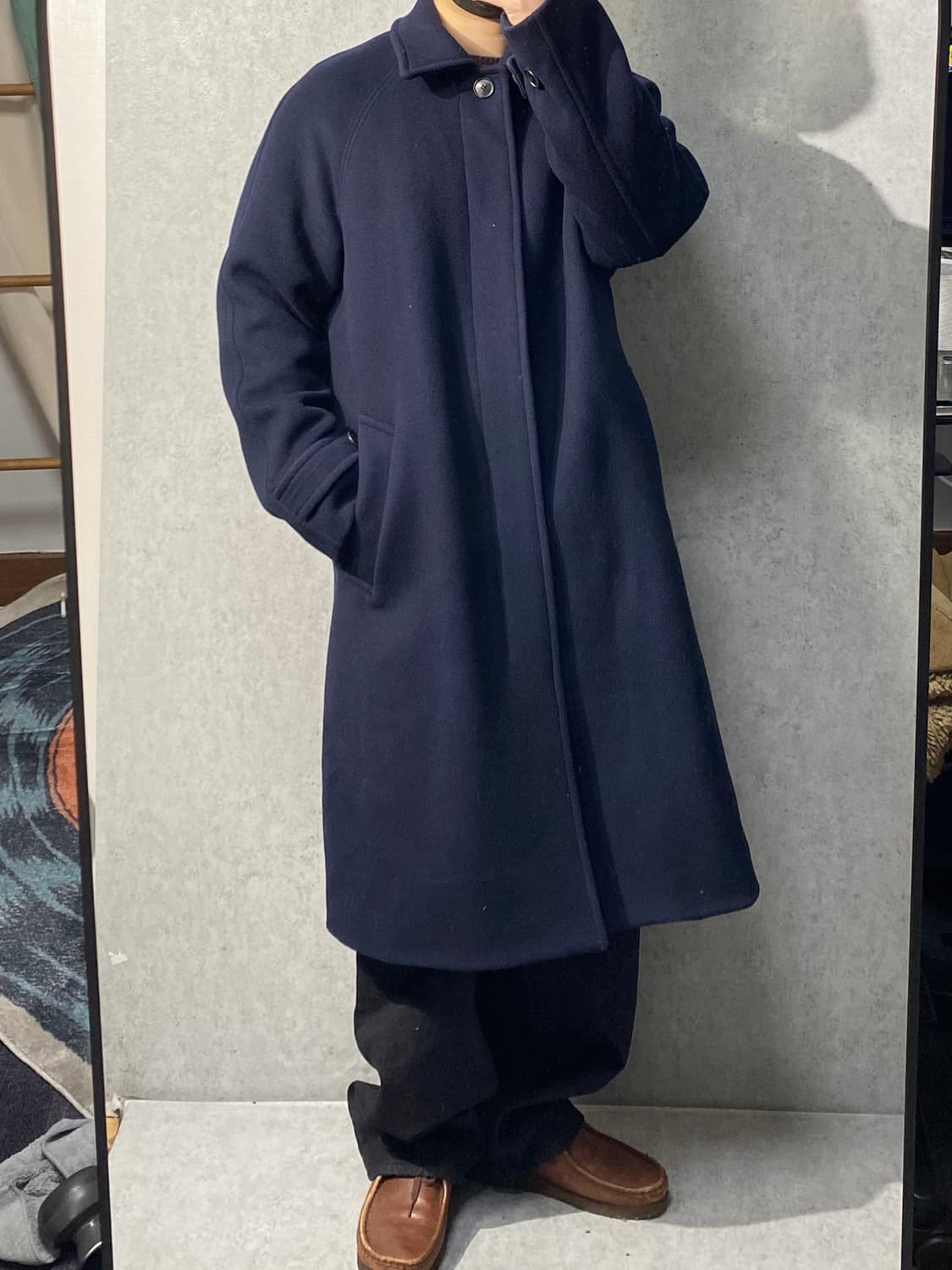 [L] A.P.C 아페쎄 네이비 울 발마칸 코트 상품이미지9