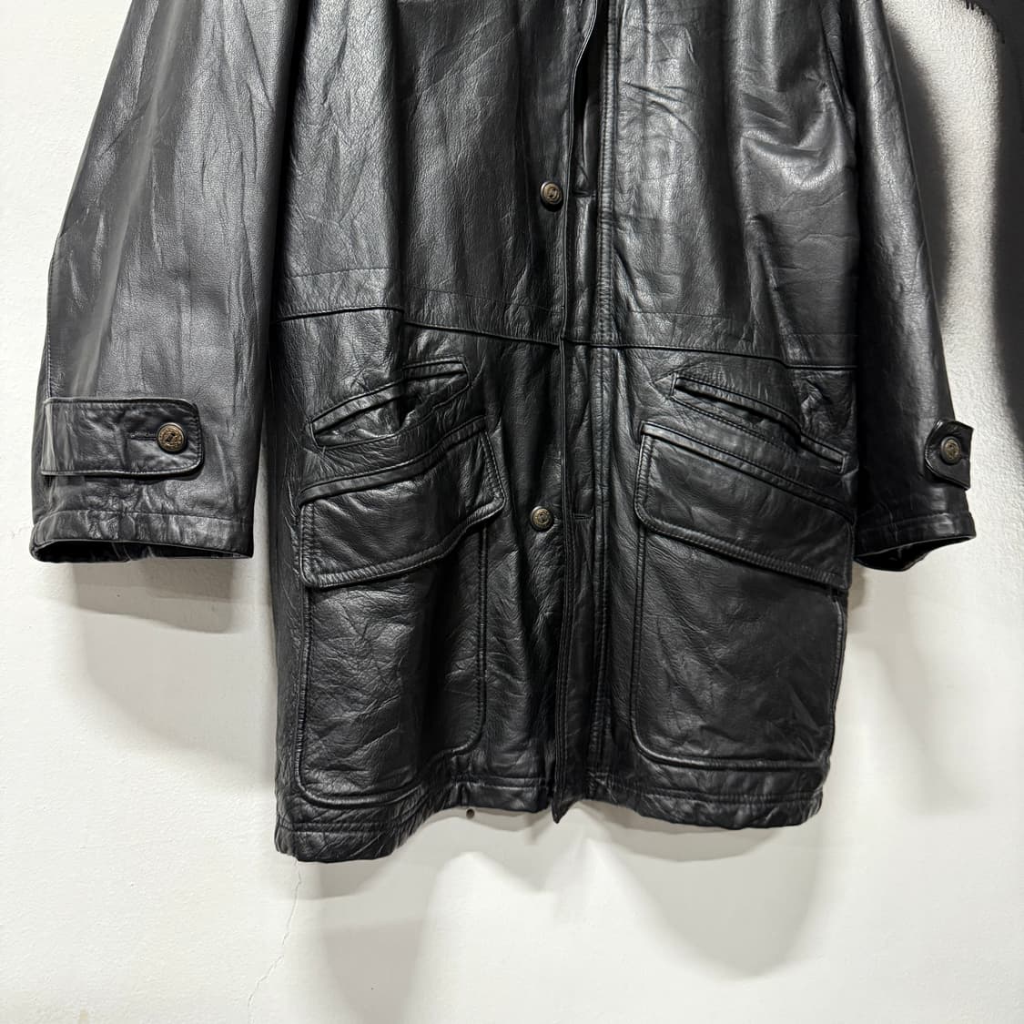 VTG 빈티지 카우 레더 소가죽 롱 코트 자켓 상품이미지4