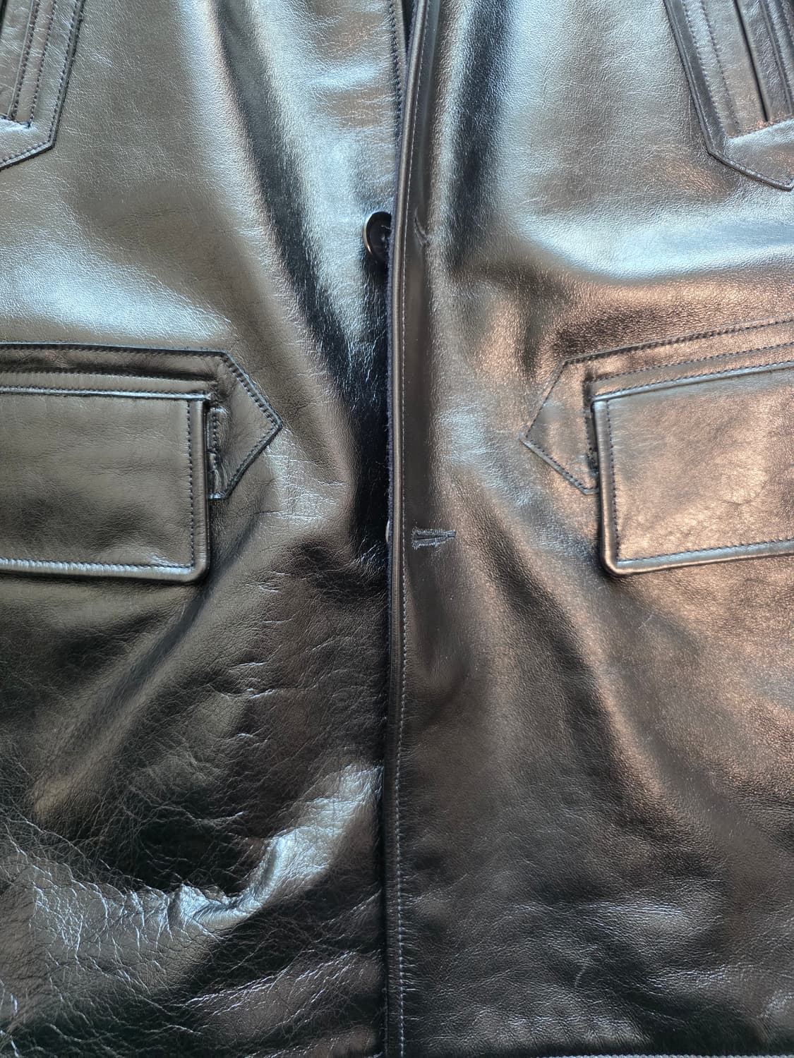 아카펠라클로딩 가죽 숄 칼라 코트 44사이즈 판매 상품이미지5