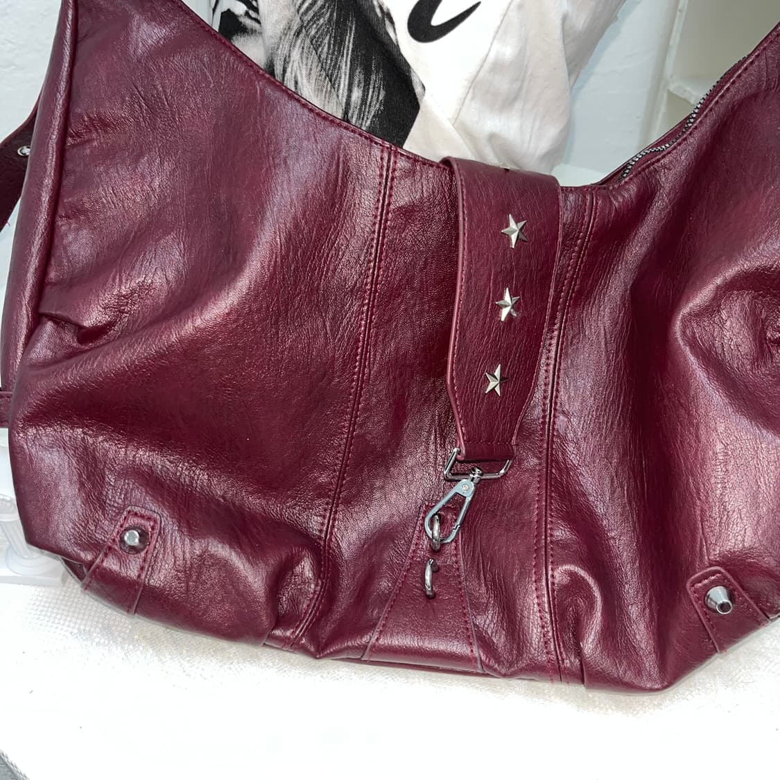 버건디 스타 스터드 포인트 숄더백 상품이미지2