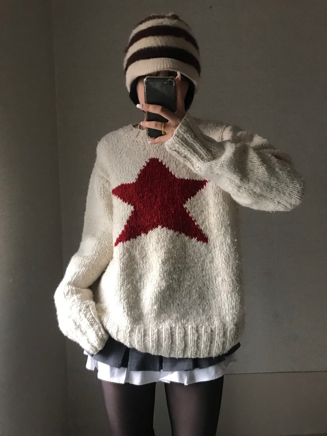 빈티지 스타 부클 니트 상품이미지4