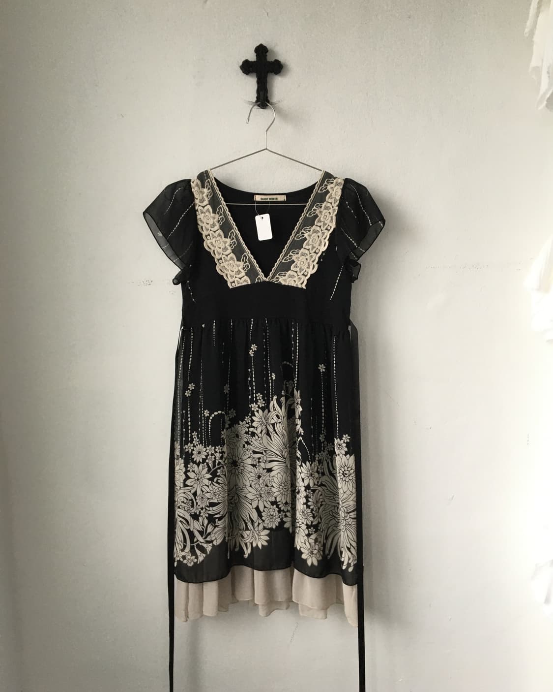 Crochet trimming flower pattern onepiece 상품이미지2