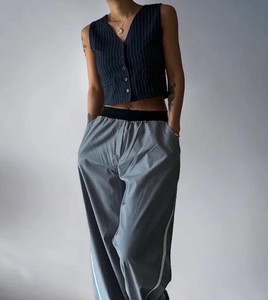 Stripe Crop Vest 크롭 셔츠 나시 상품이미지2