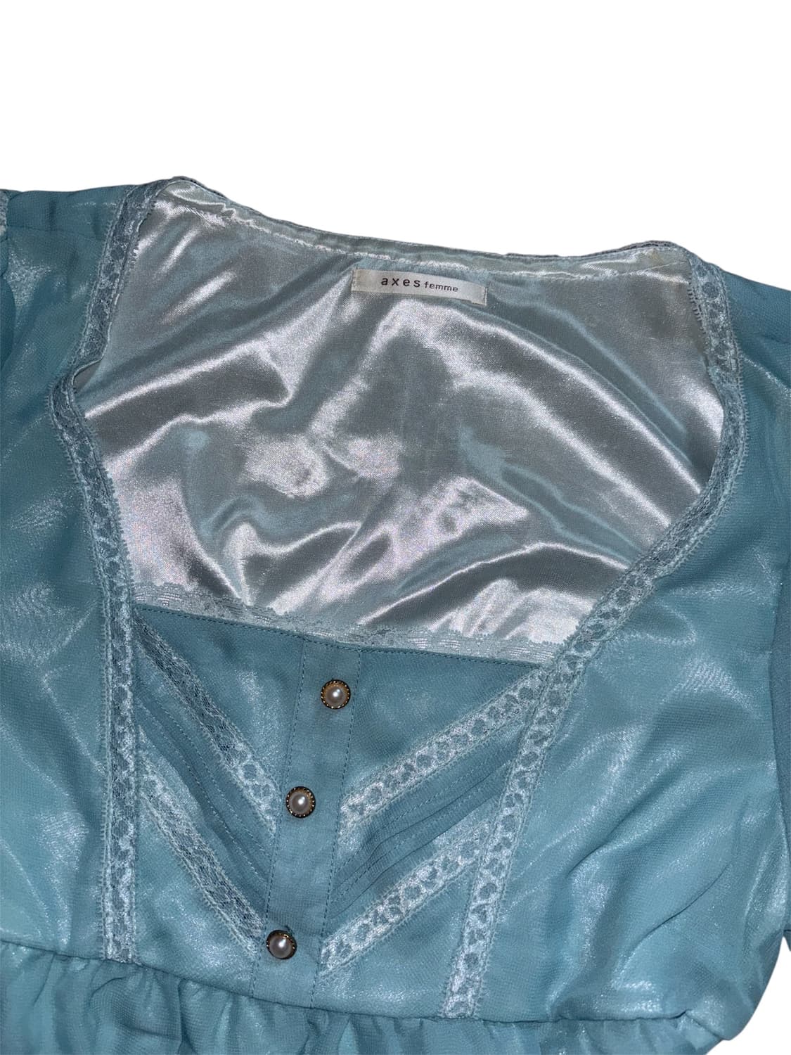 Axes femme mint green lace satin blouse 상품이미지3