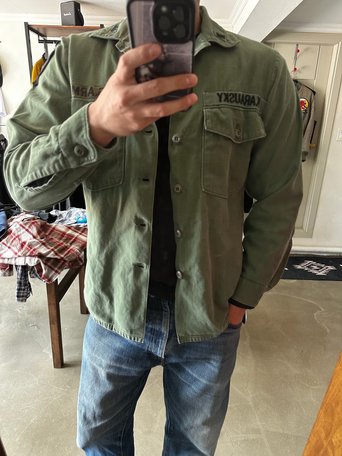 70s U.S. ARMY OG-107 유틸리티 셔츠 자켓 상품이미지4