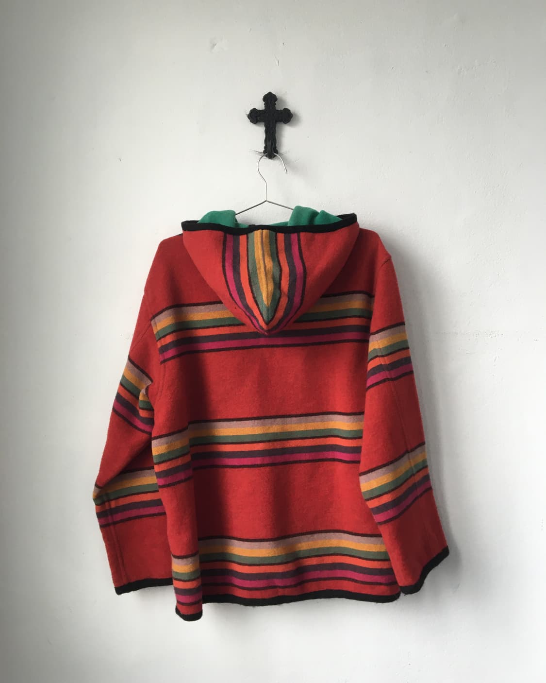 Stripe pattern woolen hood zip up 상품이미지3