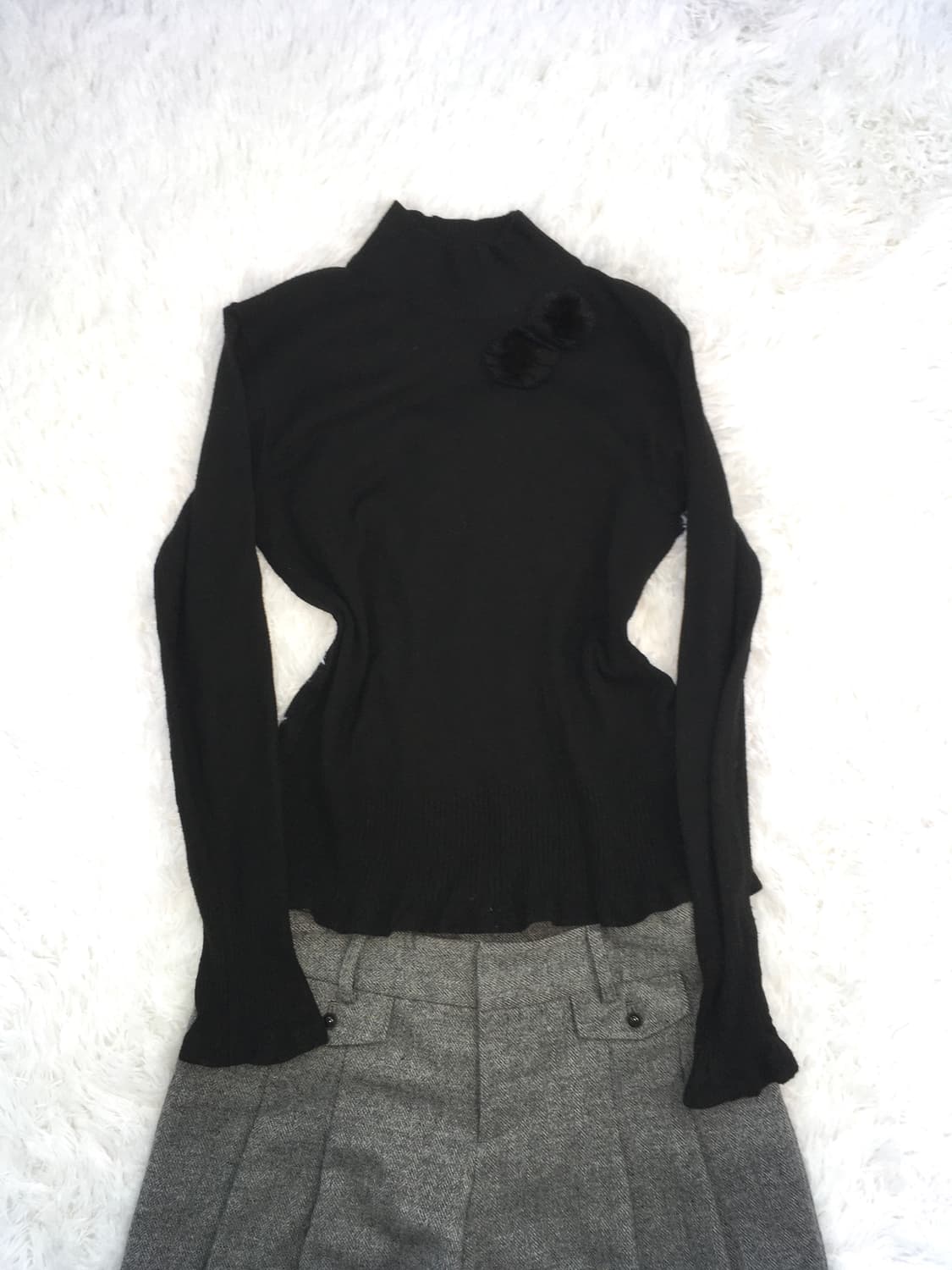 jpn vintage 블랙 코사지 풀오버 니트 상품이미지5