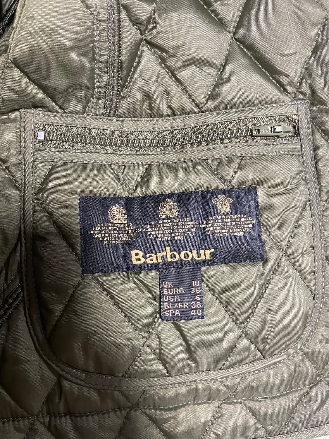 바버 퀼팅 올리브 uk10 상품이미지3