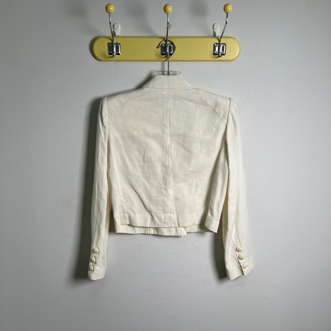 80's 입생로랑 린넨 더블 크롭 블레이저 자켓 M 상품이미지2