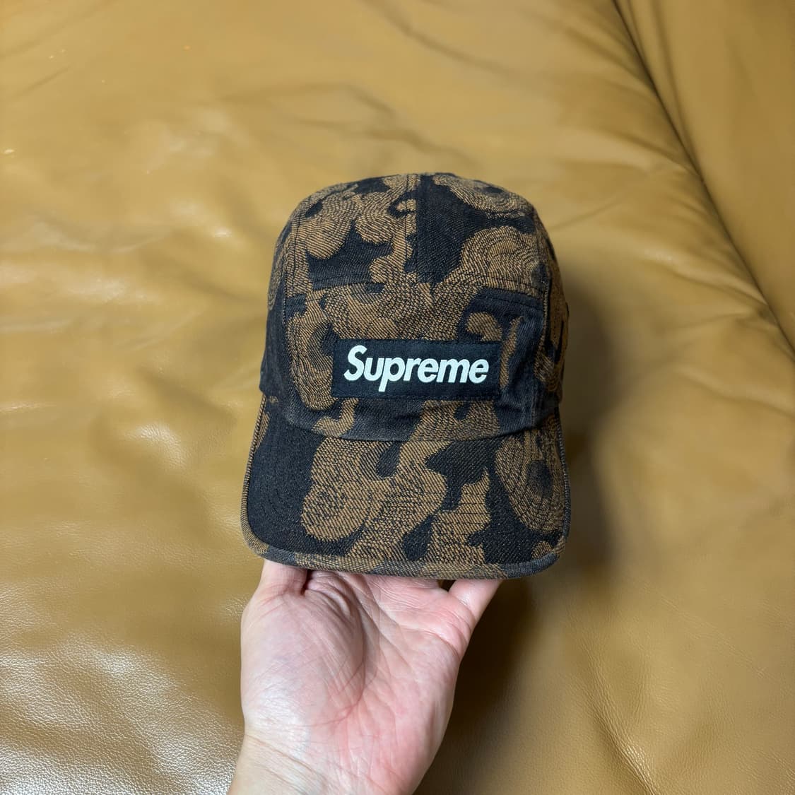Supreme 슈프림 플레임 워시드 데님 브라운 캠프캡 모자 상품이미지2