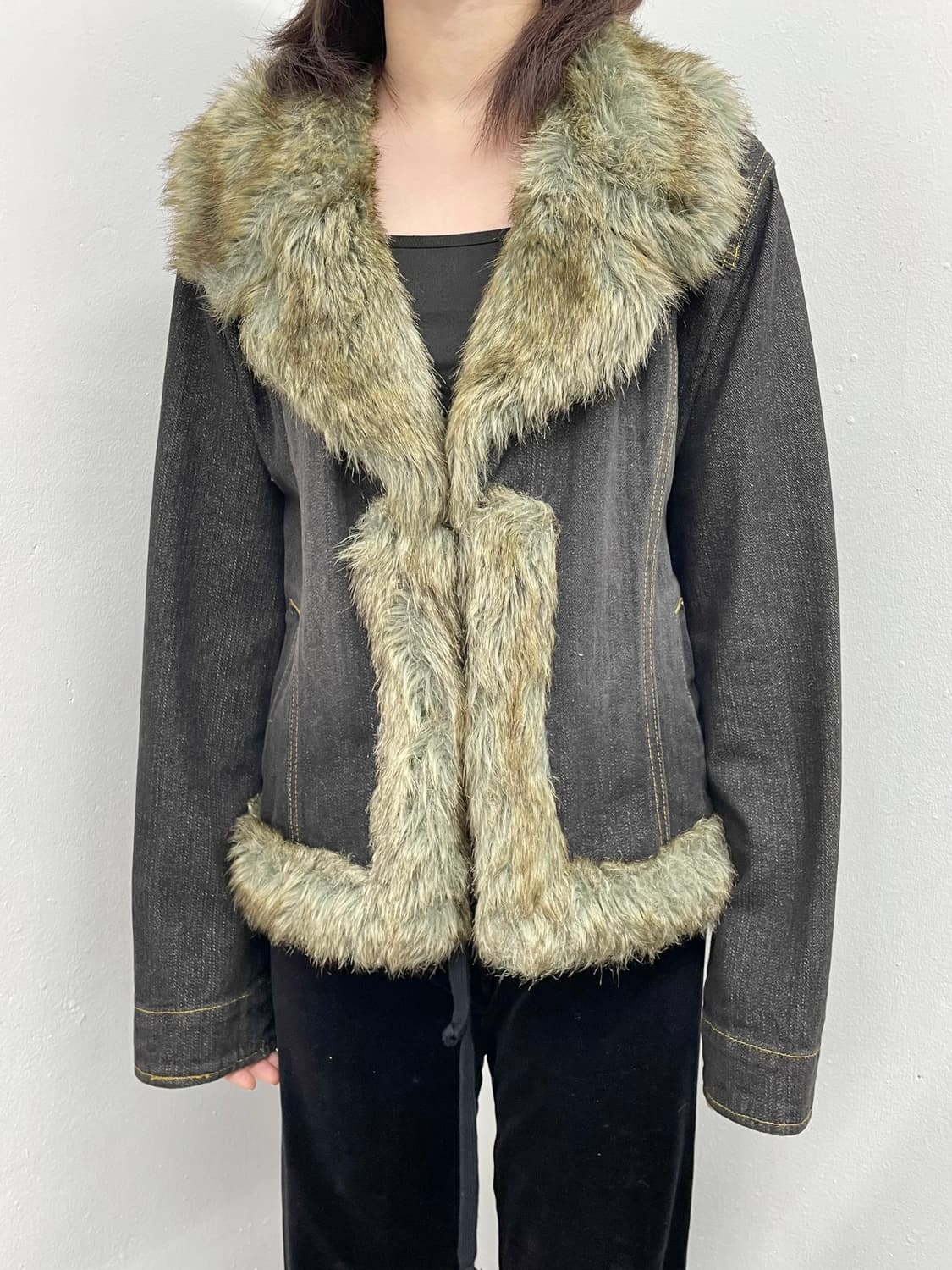 y2k 퍼 트리밍 데님 자켓  상품이미지2