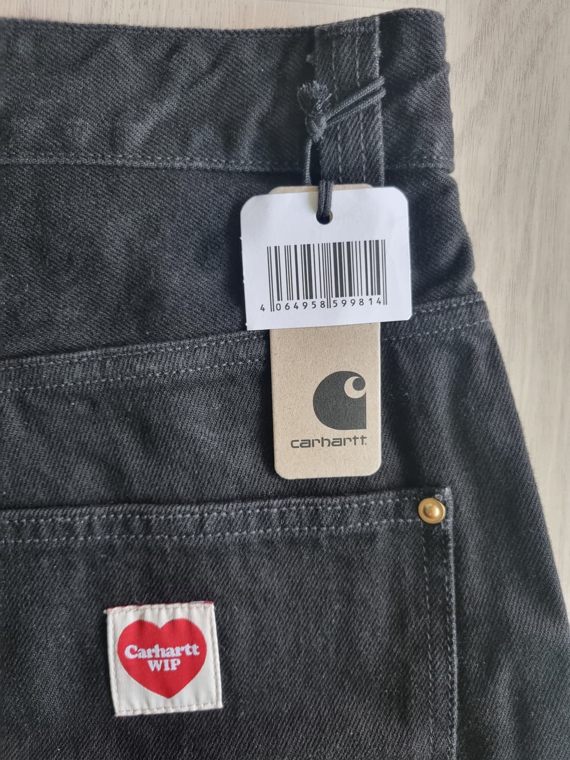 칼하트 WIP 내쉬 루즈 핏 더블 니 팬츠 블랙 린스드 상품이미지3