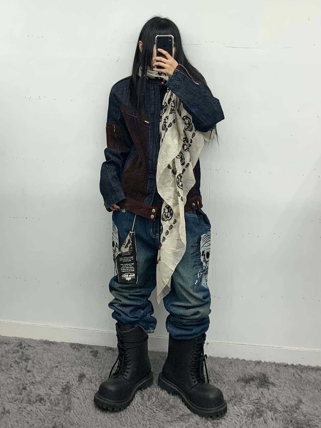 Affliction 스컬 자수 데님 팬츠 상품이미지2