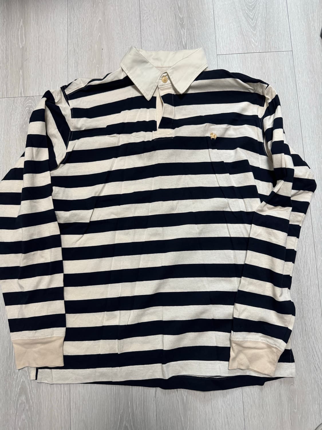 바스통 스트라이프 럭비 폴로 티셔츠 아이보리/네이비 L 상품이미지1