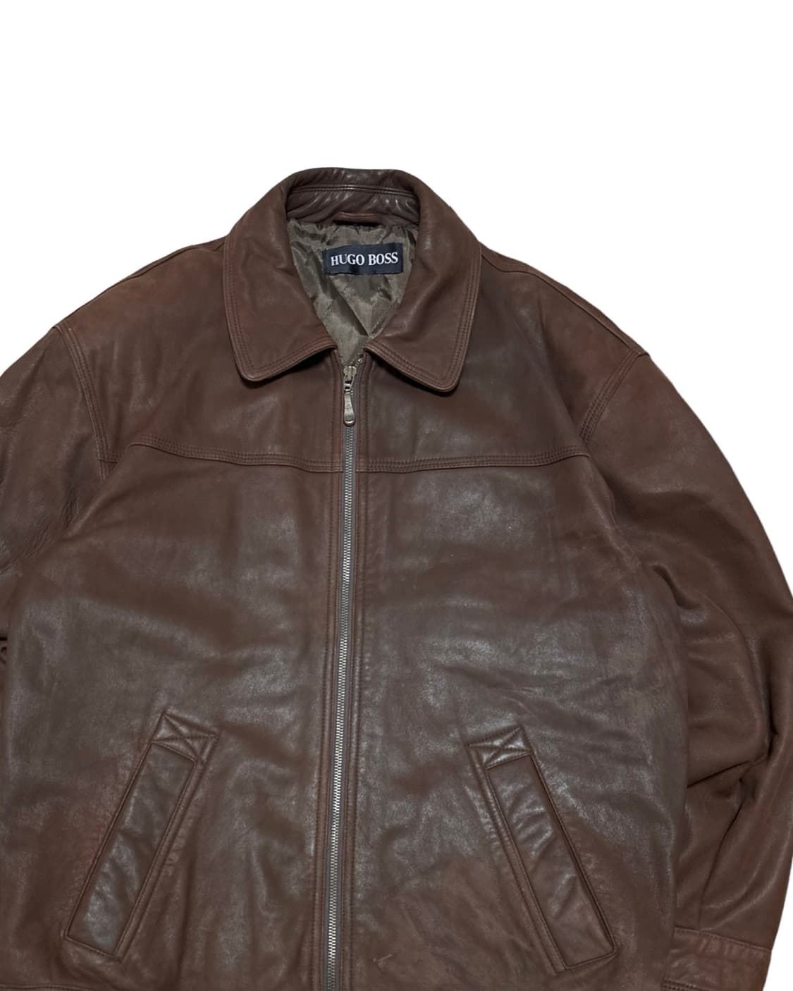 휴고 보스 브라운 레더 블루종 자켓 상품이미지2