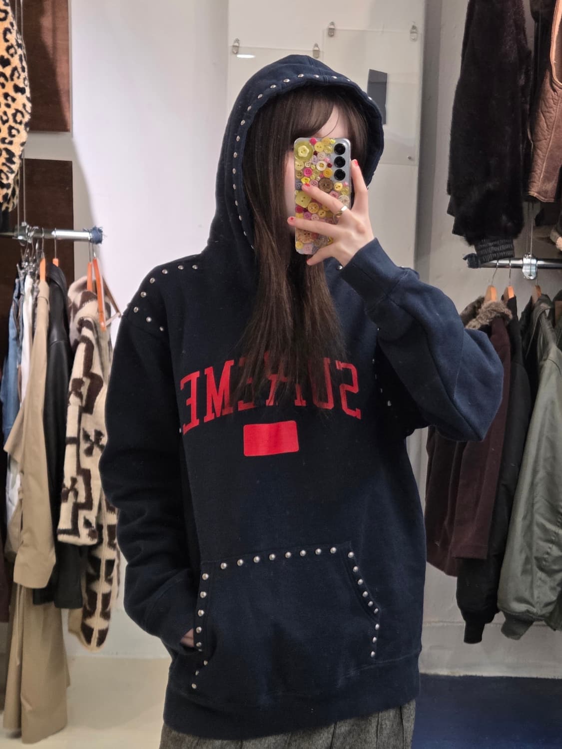 18FW Supreme 슈프림 스터디드 후드티 상품이미지1