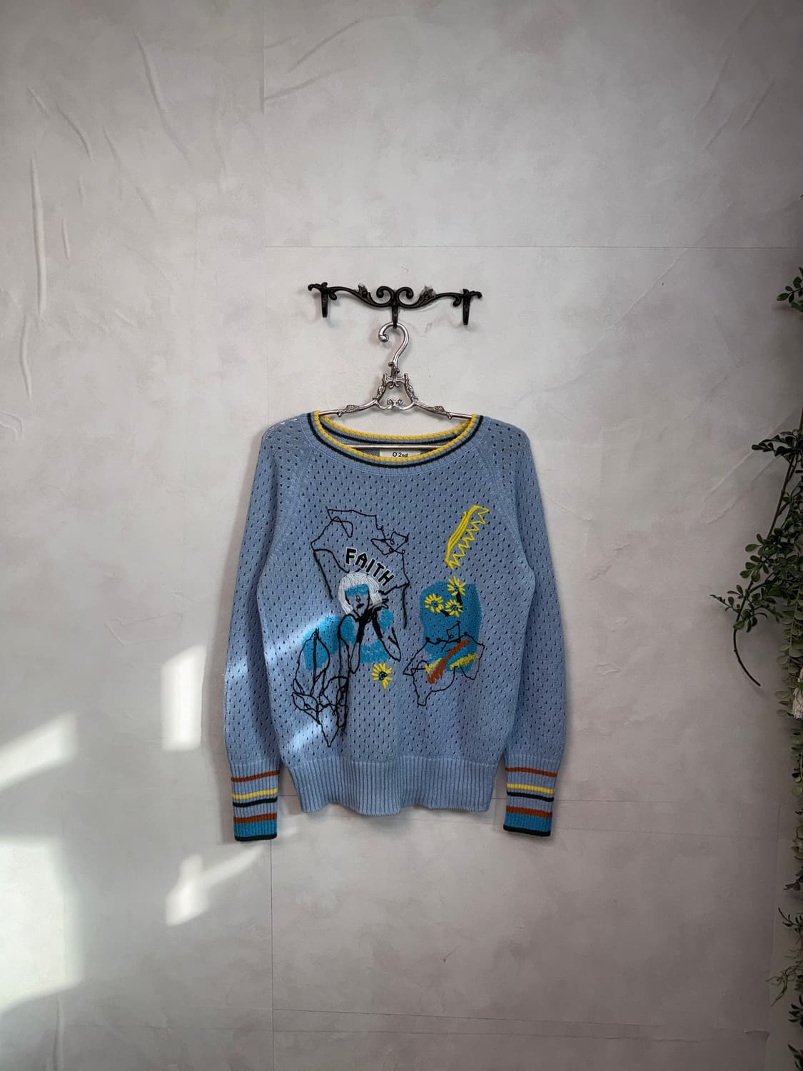 O’2ND mute blue embroidered summer knit 상품이미지7