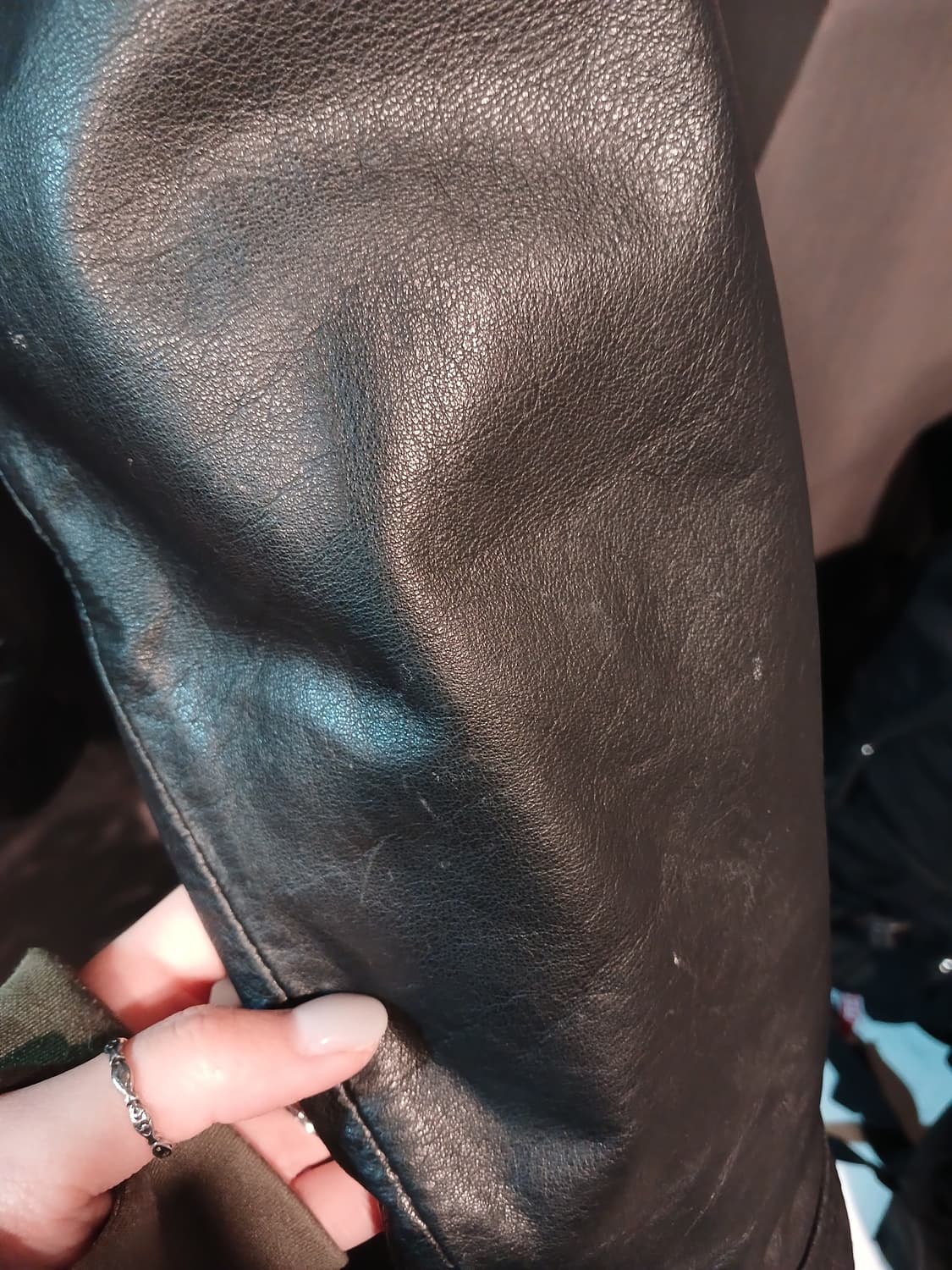 파인 누빔 레더 자켓 블랙 상품이미지6