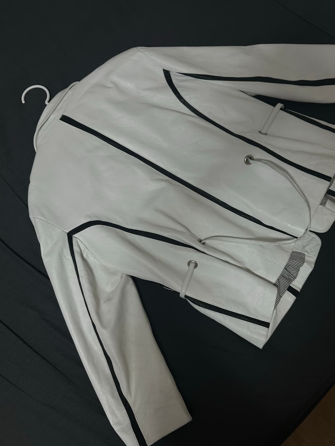 White Leather Jacket Vintage 상품이미지2