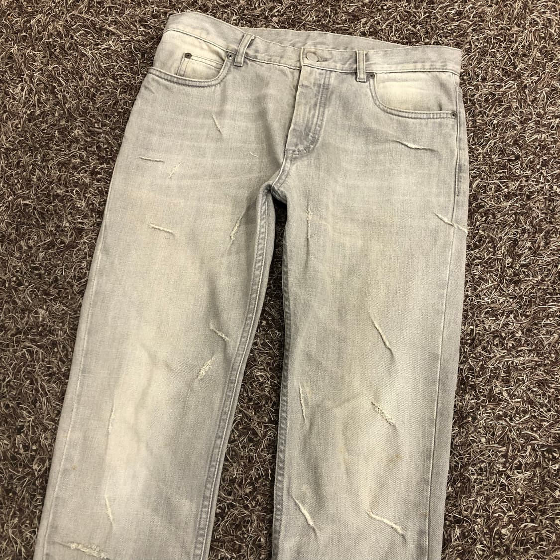 메종마르지엘라 그레이 디스 컷팅진 데님 팬츠 상품이미지2