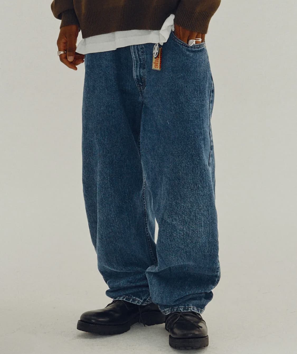 스웨이드 SUADE 블루 배기진 데님 팬츠 정바지 S 상품이미지1