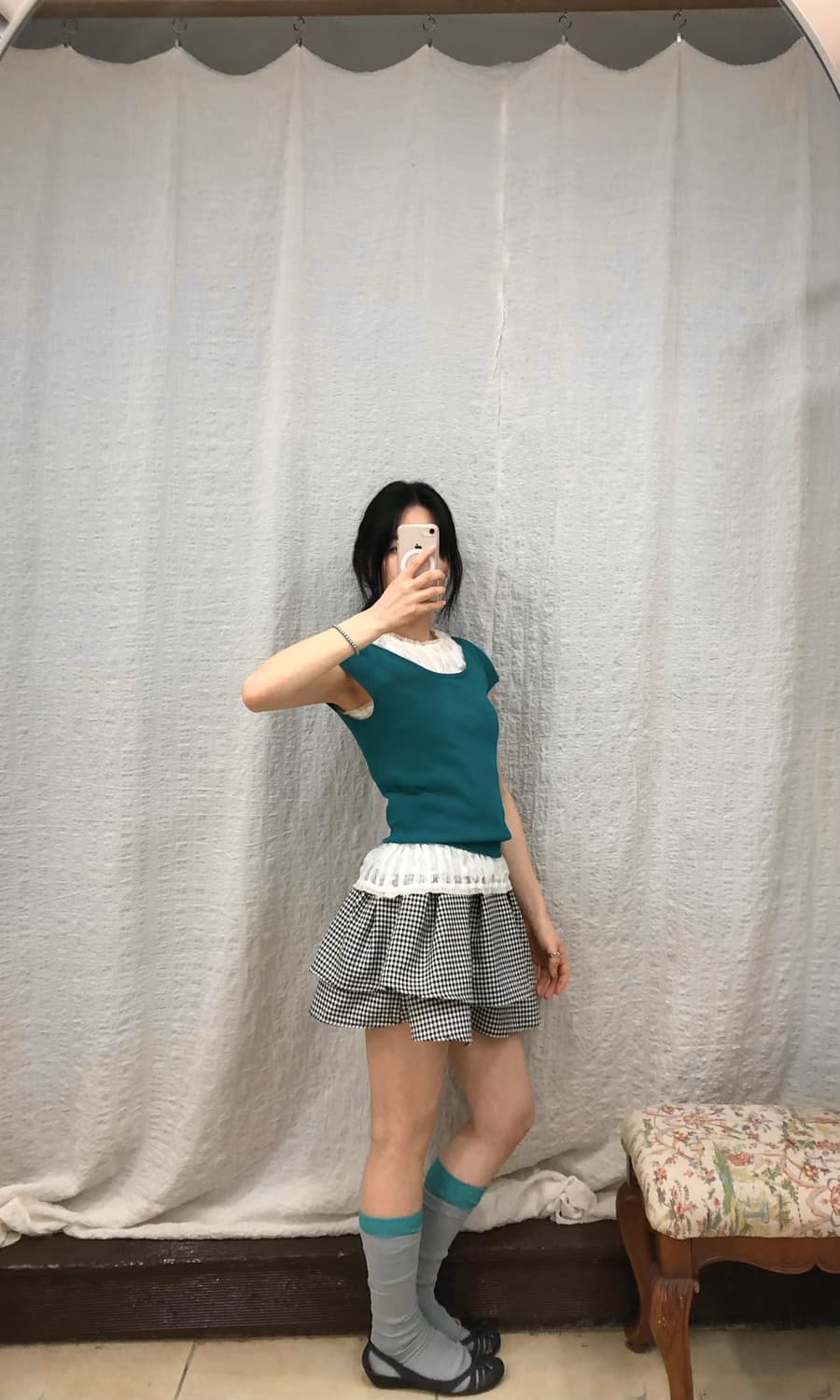 Houndstooth flare mini skirt 상품이미지4