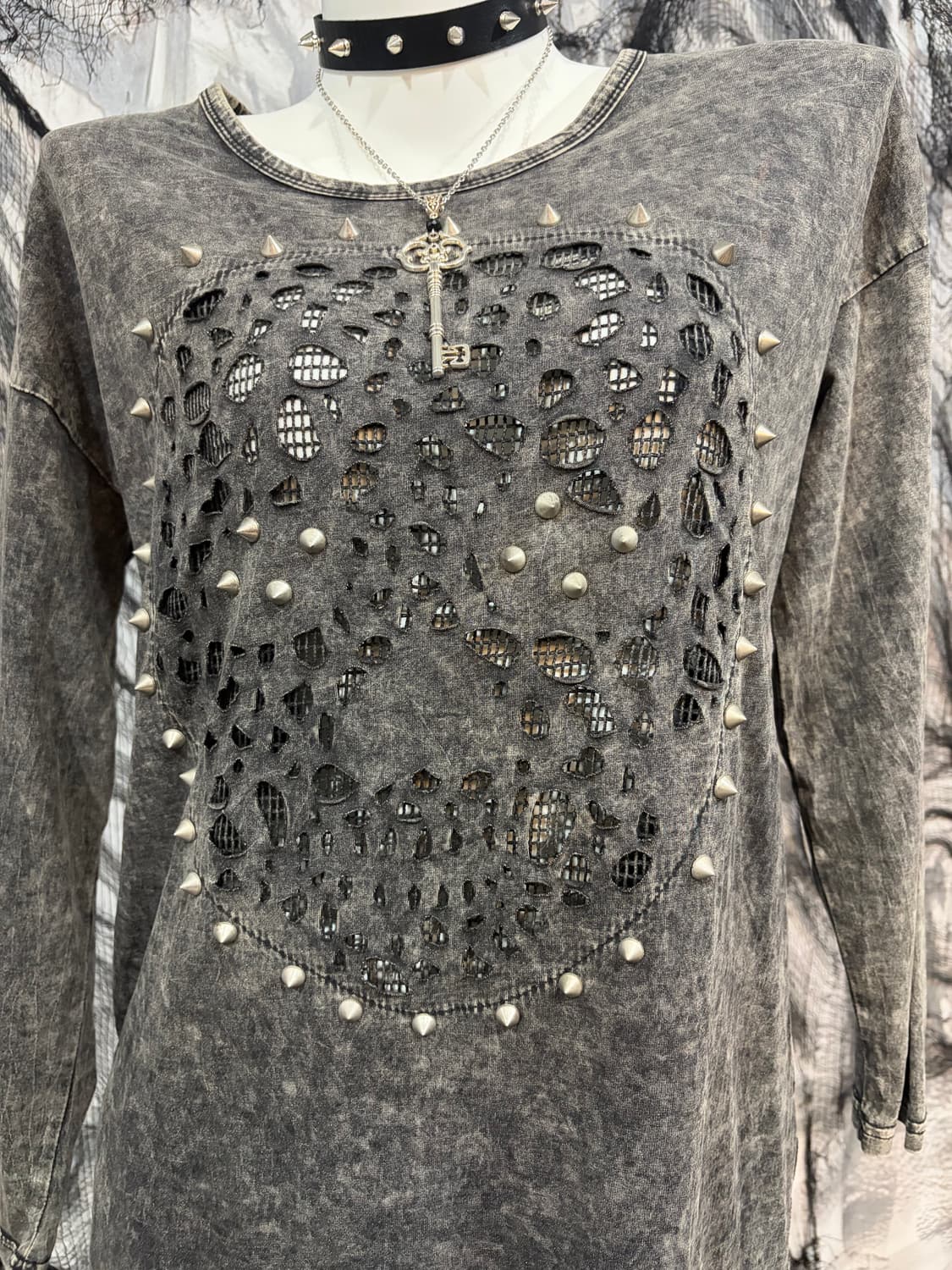 Rockchic Grunge studs mesh one-piece 상품이미지7