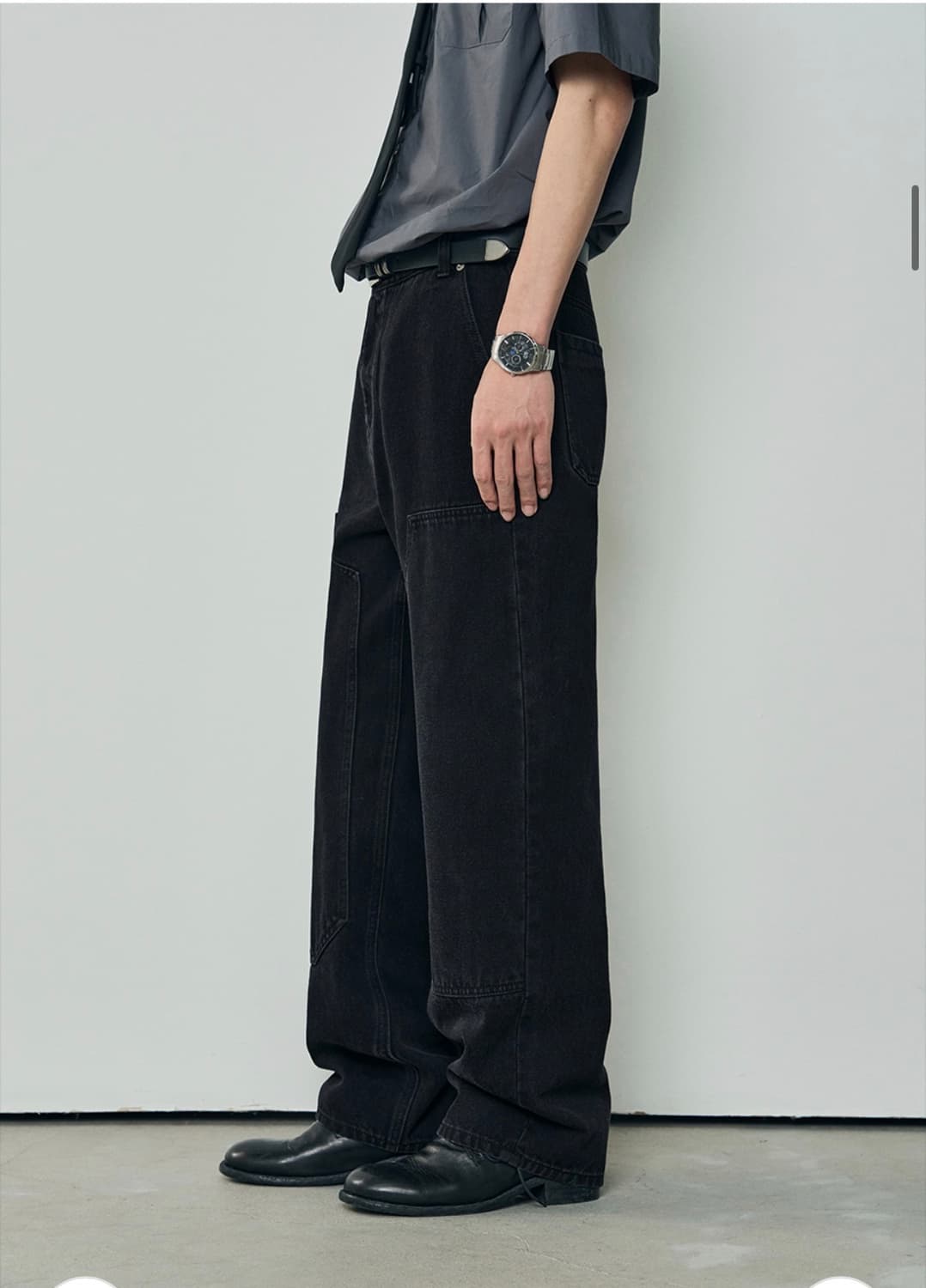 (XL) 아워데이즈 패치 카펜터 세미와이드 데님 팬츠 [BLACK] 상품이미지5