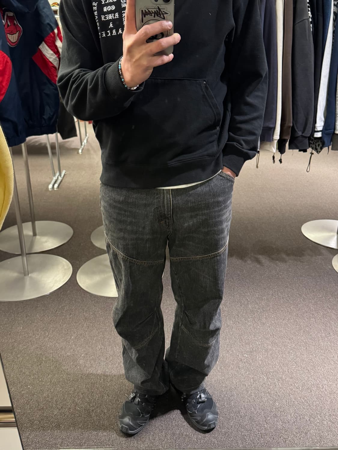 XL)Japanese vintage 흑청 더블니 워크팬츠 상품이미지1