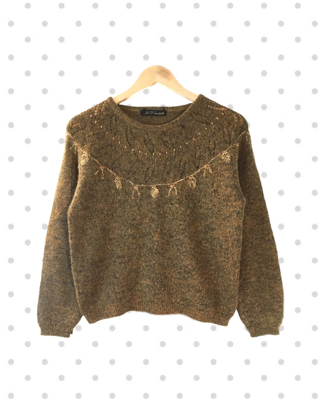 vintage antique pattren round knit olive 상품이미지4