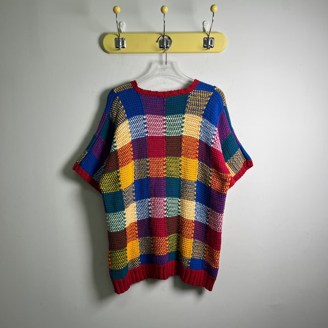 이세이미야케 맨즈 패치워크 체크 반팔 니트 XL 상품이미지3