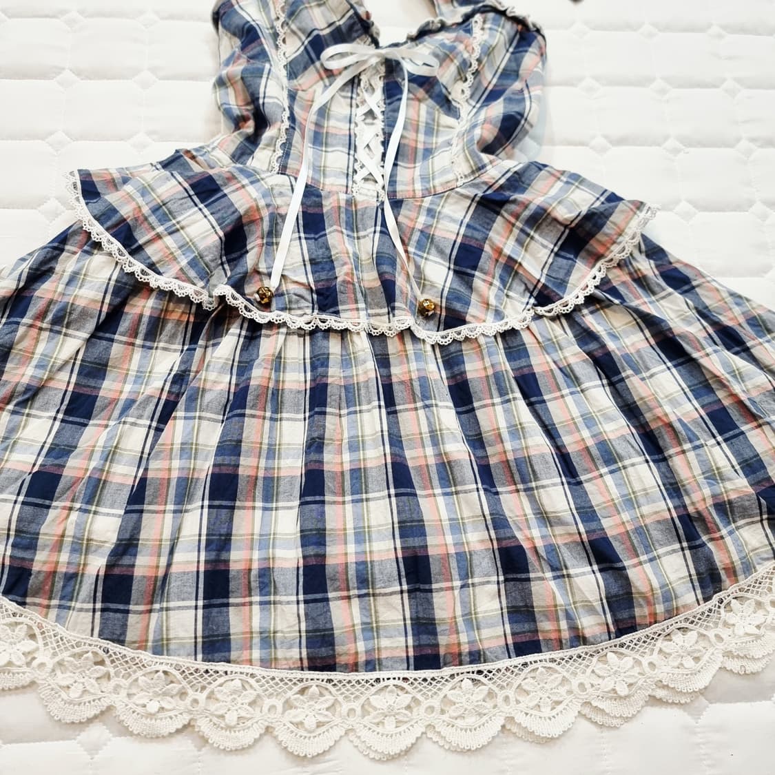 LIZ LISA 리즈리사 체크 홀터넥 레이스 원피스 상품이미지2